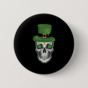 Macaron Rond 5 Cm Crâne de Sucre Saint-Patrick Leprechaun Trèfle