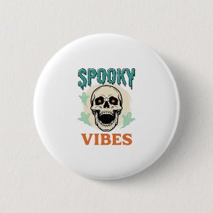 Macaron Rond 5 Cm Crâne d'Halloween Vibes Étranges Horreur Vintage_1