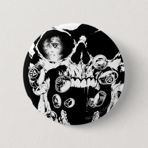 Macaron Rond 5 Cm Crâne et anneaux