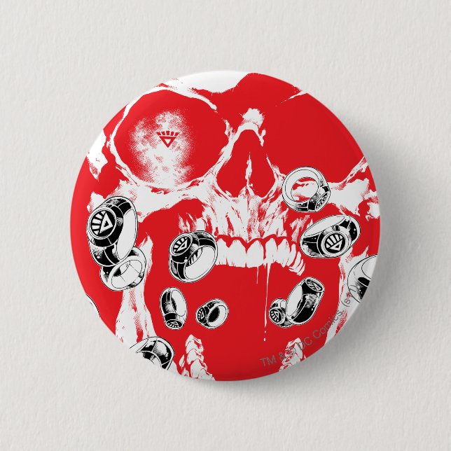 Macaron Rond 5 Cm Crâne et anneaux - rouge (Devant)
