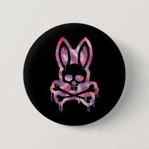 Macaron Rond 5 Cm Crâne et os croisés D Lapin Horreur Bunny H