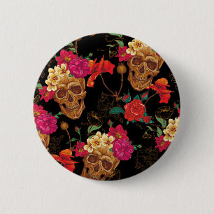 Macaron Rond 5 Cm crâne floral