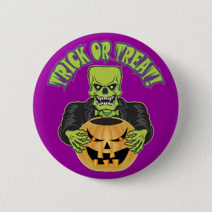 Macaron Rond 5 Cm Crâne Frankenstein