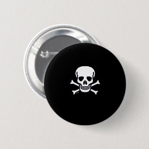 Macaron Rond 5 Cm Crâne n Bones petit crâne bouton noir