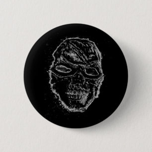 Macaron Rond 5 Cm Crâne noir