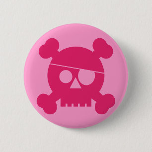Macaron Rond 5 Cm Crâne rose de pirate - bouton