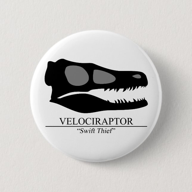 Macaron Rond 5 Cm Crâne Velociraptor (Devant)