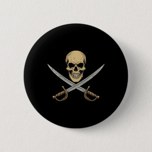 Macaron Rond 5 Cm Crâne vintage Pirate Caraïbes Croisière Halloween