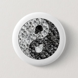 Macaron Rond 5 Cm Crâne Yin Yang