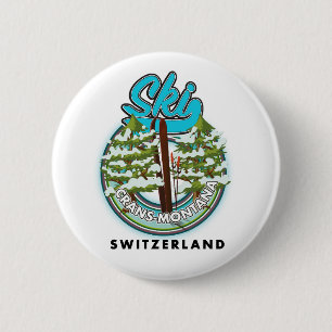 Macaron Rond 5 Cm Crans-Montana Suisse ski