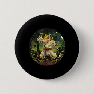 Macaron Rond 5 Cm Crapaud de Jiu-Jitsu Kickboxing Forêt Taekwondo Gr