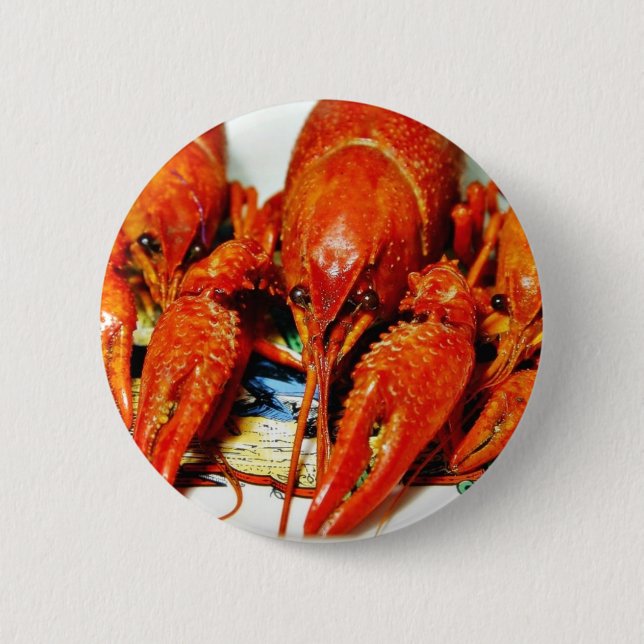 Macaron Rond 5 Cm Crawdads Craytfish d'écrevisses (Devant)