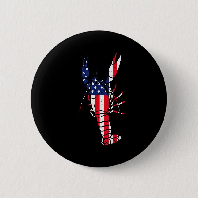 Macaron Rond 5 Cm Crawfish Us Flag Crayfish Lobster Patriotic Men Wo (Devant)