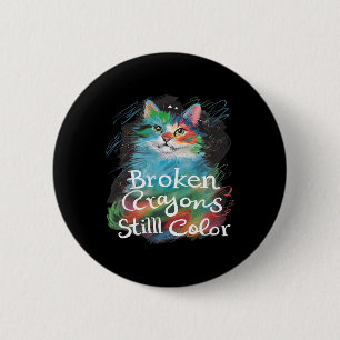 Macaron Rond 5 Cm Crayons Cassés Colorent Encore Chat Professeur San