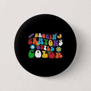 Macaron Rond 5 Cm Crayons cassés Couleur encore Rétro Hippie Super D