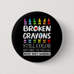 Macaron Rond 5 Cm Crayons cassés Couleur encore Santé mentale S Sens