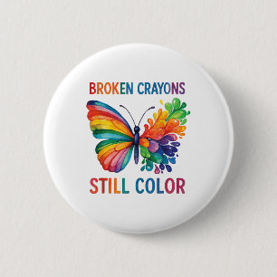 Macaron Rond 5 Cm Crayons cassés Couleur encore Santé mentale S Sens