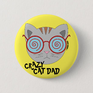 Macaron Rond 5 Cm Crazy Cat Dad Button