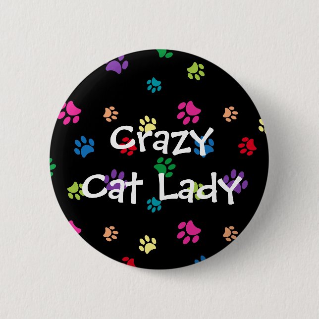 Macaron Rond 5 Cm Crazy Chat Lady Rainbow Paintes (Devant)