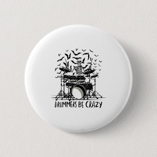 Macaron Rond 5 Cm Crazy Drummer Skelton Design