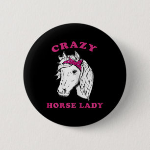 Macaron Rond 5 Cm Crazy Horse Lady Horseback équitation Chevaux Amus
