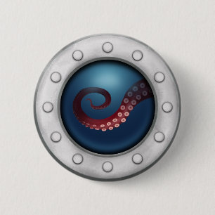 Macaron Rond 5 Cm Créature en mer profonde Steampunk Ocean Explorer
