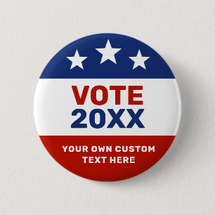 Macaron Rond 5 Cm Créez Votre Propre Campagne Électorale Rouge et Bl