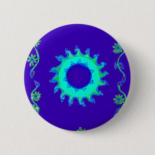 Macaron Rond 5 Cm Créez votre propre image bleu floral Art