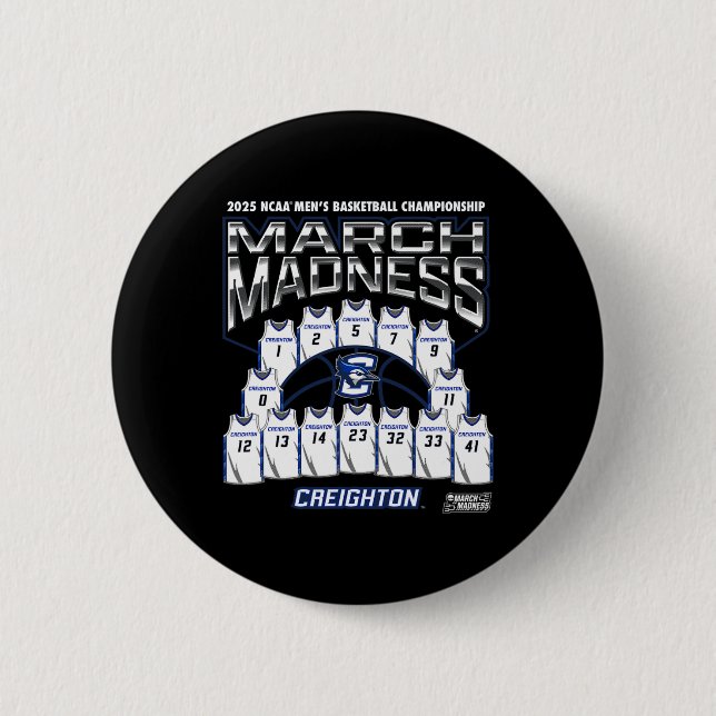 Macaron Rond 5 Cm Creighton March Madness 2025 Men's Sketll Nil  (Devant)