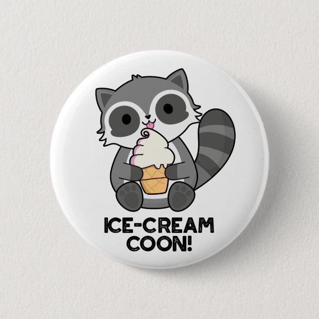 Macaron Rond 5 Cm Crème de glace Coon drôle animal Racoon Pun (Devant)