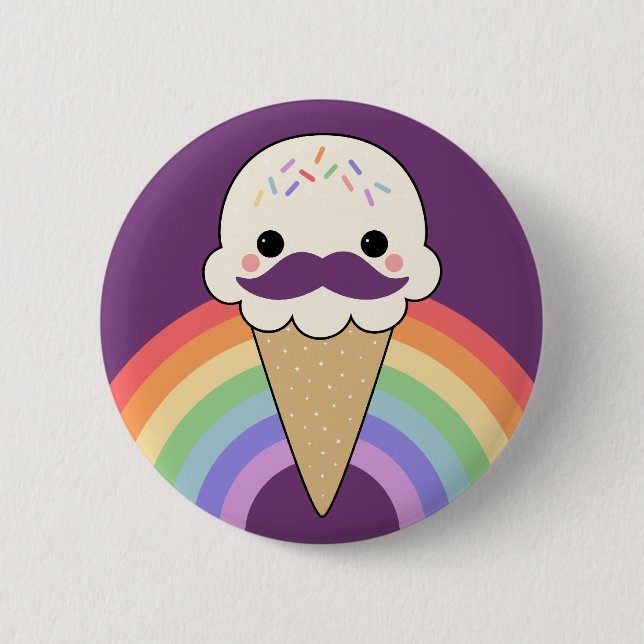 Macaron Rond 5 Cm Crème glacée avec la moustache (Devant)