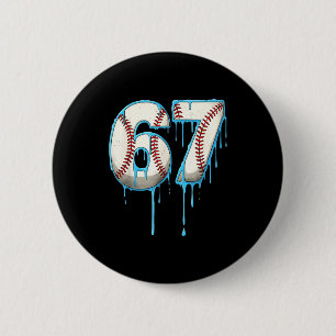 Macaron Rond 5 Cm Crème Glacée Baseball Dégoulinante 67 Six Sept Mèm