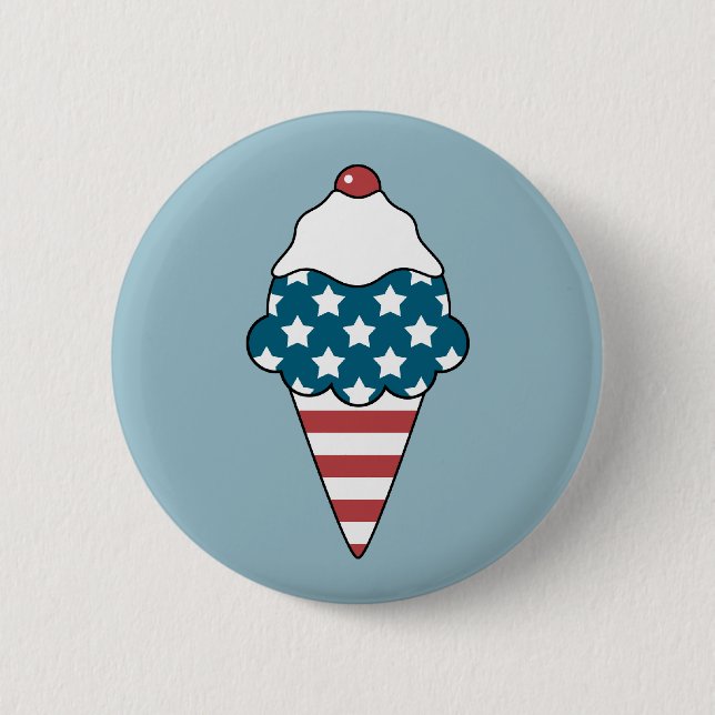 Macaron Rond 5 Cm Crème glacée patriotique (Devant)