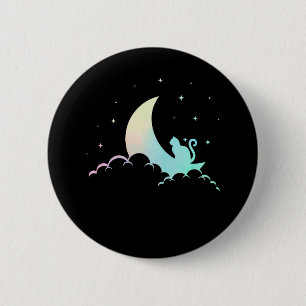 Macaron Rond 5 Cm Crescent Moon Wicca Mysque Chat Pastel Goth