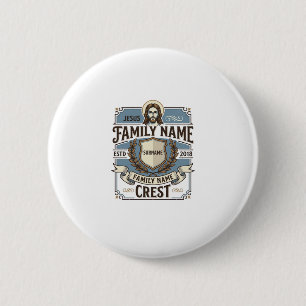 Macaron Rond 5 Cm Crête de nom de famille Jésus Crête de nom de fami