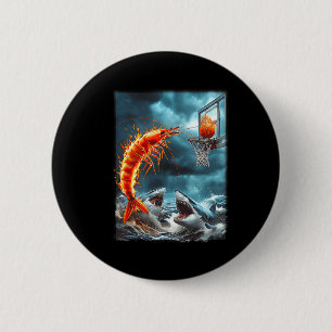 Macaron Rond 5 Cm Crevette qui plonge sur des requins Mème drôle d'o