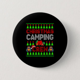Macaron Rond 5 Cm Crew Camping de Noël Chandail Père Noël Camper Cam