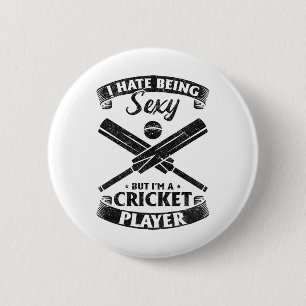 Macaron Rond 5 Cm Cricket - Je déteste être Y mais je suis un joueur