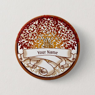 Macaron Rond 5 Cm Crimson Genealogy Family Tree   Button