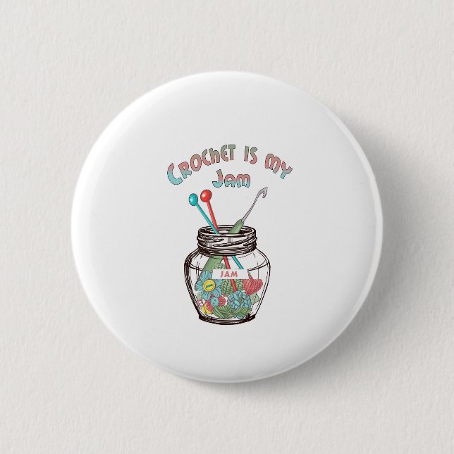 Macaron Rond 5 Cm Crochet est ma confiture (Devant)