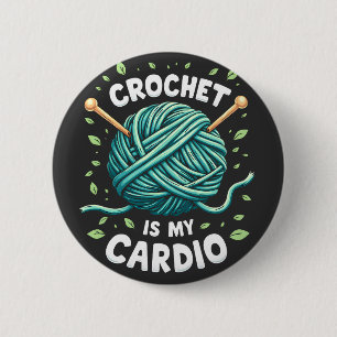 Macaron Rond 5 Cm Crochet est mon cardio Fil à coudre Fitness