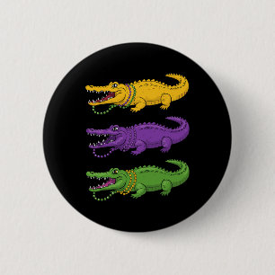 Macaron Rond 5 Cm Crocodiles Aligator Louisiana Mardi Gras Femmes Ho