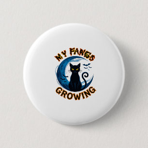 Macaron Rond 5 Cm Crocs qui poussent Chat noir d'Halloween Lune bleu