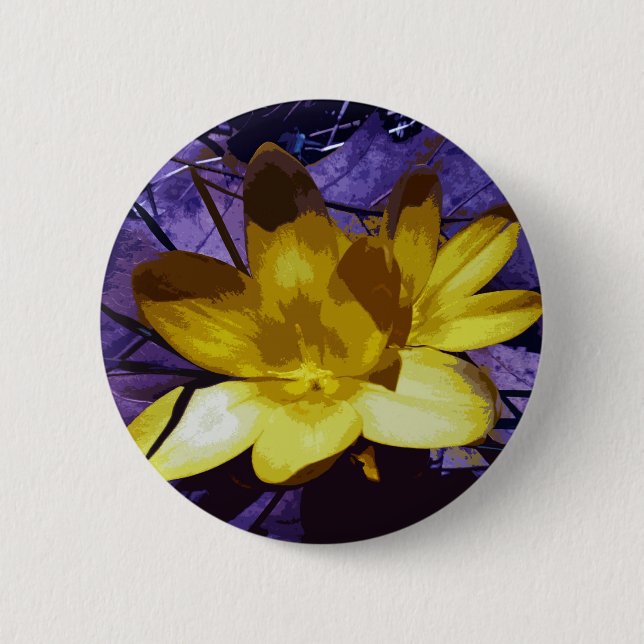 Macaron Rond 5 Cm Crocus jaune numérique (Devant)