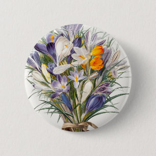 Macaron Rond 5 Cm Crocus Spring Flower Floral Art