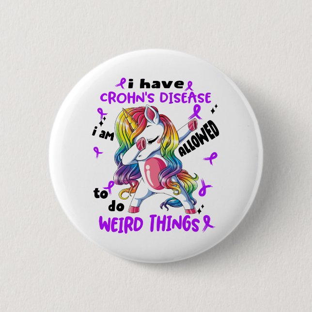 Macaron Rond 5 Cm Crohn's Disease Awareness Ribbon Support Cadfts (Devant)