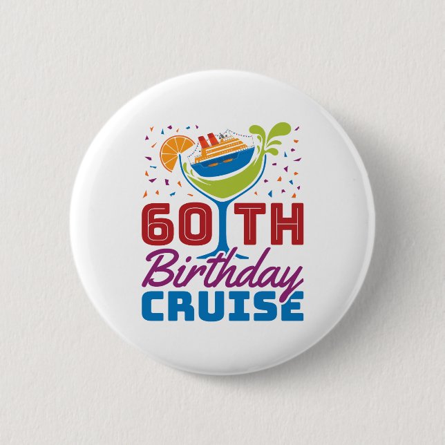 Macaron Rond 5 Cm Croisière d'anniversaire 60e Croisière de 60 ans (Devant)