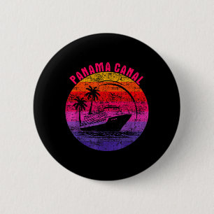 Macaron Rond 5 Cm Croisière dans le canal de Panama Coucher de solei
