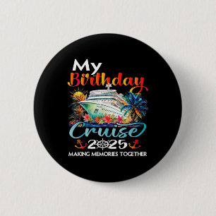 Macaron Rond 5 Cm Croisière de voyage d'anniversaire 2025 Fête d'ann