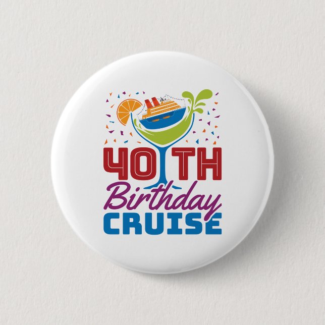 Macaron Rond 5 Cm Croisière du 40e anniversaire (Devant)